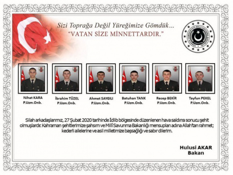 MSB İsimlerini ve Fotoğraflarını Paylaştı: İşte İdlip Şehitlerimiz 3