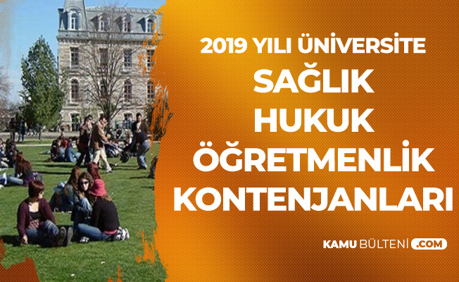 2019 Yılı Üniversite Kontenjanları ( Öğretmenlik, Sağlık, Hukuk Fakülteleri)