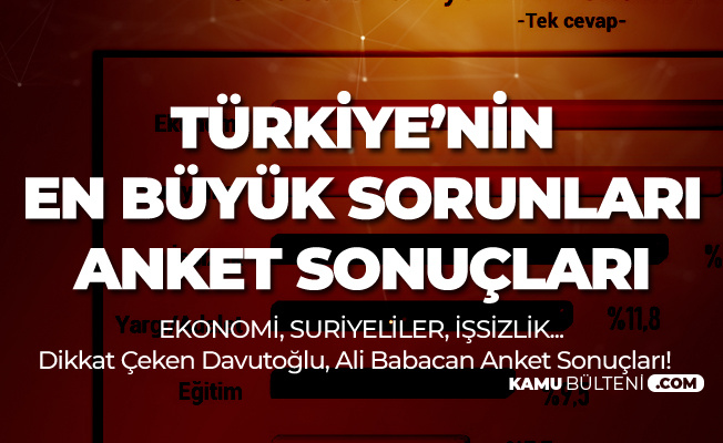 Türkiye'nin En Önemli Sorunları Anketinde 'Ekonomi, Suriyeliler ve İşsizlik' İşte Sonrası...