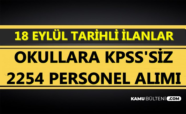 18 Eylül 2019 Tarihli TYP İlanları: İŞKUR'dan KPSS'siz 2254 Personel Alımı