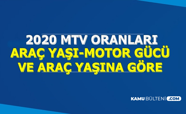2020 MTV Tablosu Belli Oldu (Motor Gücü-KM-Araç Yaşına Göre Motorlu Taşıtlar Vergisi 2020 Miktarı)