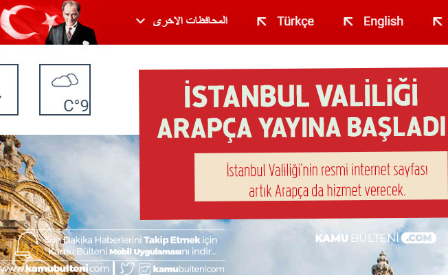 İstanbul Valiliği'nin Resmi Sayfası Arapça Yayına Başladı