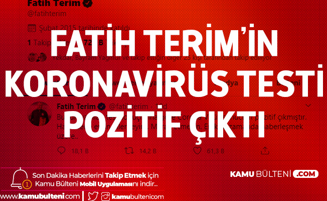 Galatasaray Teknik Direktörü Fatih Terim'in Koronavirüs Testi Pozitif Çıktı
