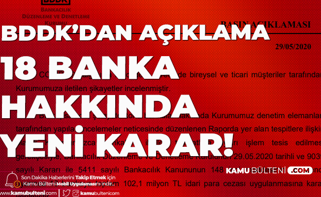 BDDK'dan Açıklama Geldi! 18 Bankaya 102 Milyon Lira Ceza Kesildi