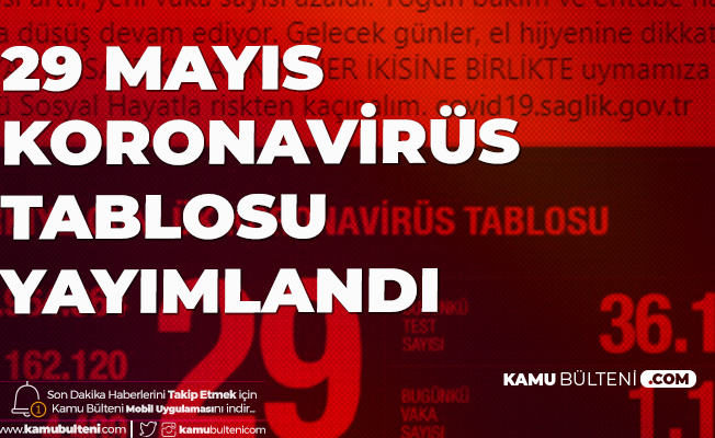 29 Mayıs Koronavirüs Güncel Tablosu Yayımlandı