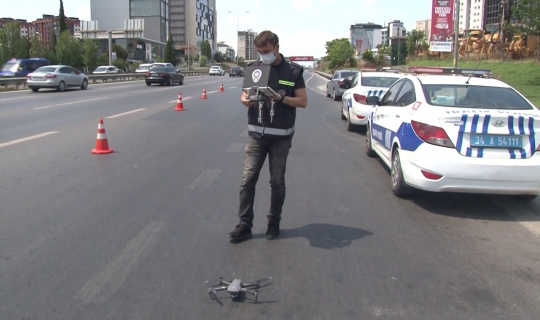 Maltepe’de drone destekli trafik denetimi