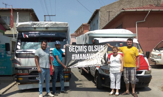 Yeşiltepe Mahallesi’nden Manavgat’a yardım kamyonları yola çıktı