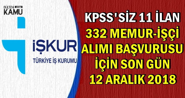 KPSS'siz Kamu İlanları: 332 Büro Memuru-İşçi Alımı Başvurusu Sona Eriyor
