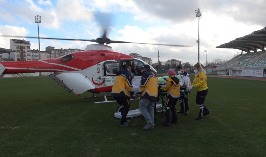 Kırklareli’de bir hasta, helikopter ambulans ile İstanbul’a sevk edildi