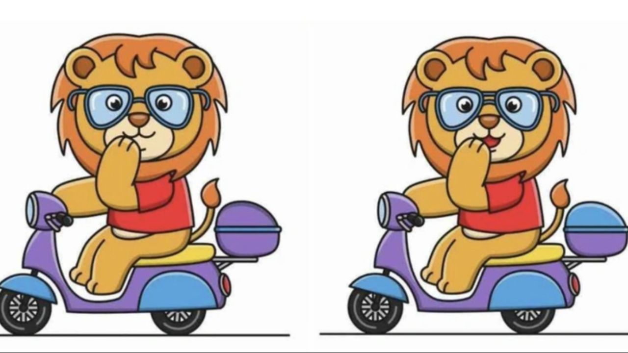 Motor süren iki aslan arasında 3 fark var! Sadece IQ'su 120 üzeri olan 5 saniyede buluyor