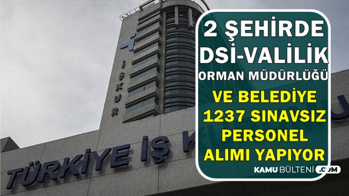 DSİ-OGM-Valilik-Belediyeye 2 Şehirde 1237 Personel Alımı İŞKUR'da